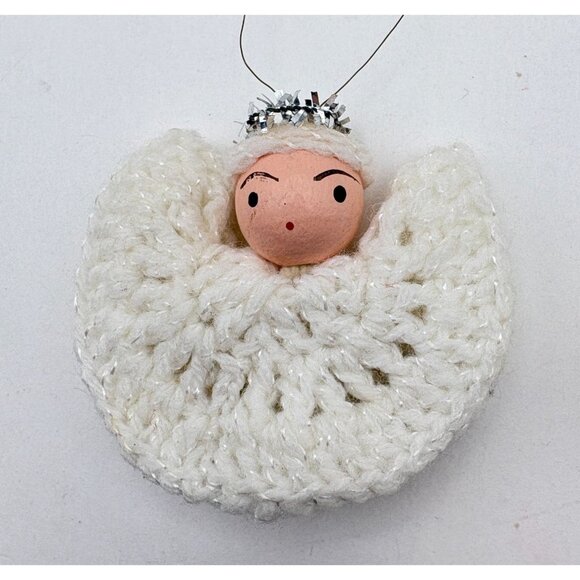 Handmade Crochet Angel Ornament Set Of 4 Vintage Christmas Yarn Decor - Picture 7 of 9